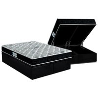Cama Box Baú Queen: Colchão Espuma Probel D45/EP ProDormir Advanced Tech2000 Double Face + Base CRC Suede Black(158x198)