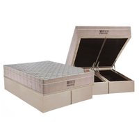 Cama Box Baú Queen: Colchão Molas SuperPocket Ensacadas Ortobom Fort Airtech Spring + Base CRC Suede Clean(158x198)