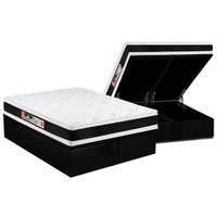 Cama Box Baú Queen: Colchão Espuma D45 Castor Black e White Air Double Face + Base CRC Suede Black(158x198)