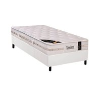 Cama Box Solteiro: Colchão Molas Castor Pocket Kingdom Aloe Vera + Base CRC Courano White(88x188)
