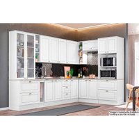 Cozinha Completa Americana 14 Peças (3 Armários + 4 Balcões + 1 Paneleiro + 6 Complementos) C14P02 Branco - Henn