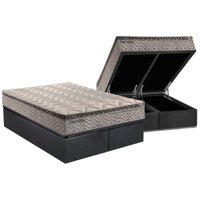 Cama Box Baú Queen: Colchão Molas Ensacadas Paropas MasterPocket Esplêndido Bordô + Base CRC Suede Gray(158x198)