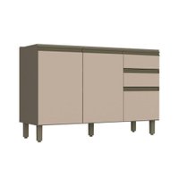 Gabinete de Cozinha Modulado Balcão Connect 3 Portas e 2 Gavetas p/ Pia 120cm Duna/Cristal - Henn