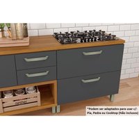 Cozinha Modulada Nesher Princesa  4 Peças (1 Armário + 2 Balcões + 1 Paneleiro) C4P16 Freijo/Grafite