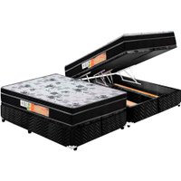 Cama Box Baú Queen: Colchão Espuma Polar D28 / EP Orthoface + Base CRC Suede Black(158x198)