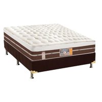 Cama Box Casal: Colchão Molas Castor Pocket Silver Star Air Híbrido + Base CRC Suede Marrom(138x188)
