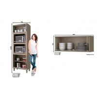 Cozinha Completa Connect 14 Peças (5 Armários + 4 Balcões + 1 Paneleiro + 4 Complementos) C14P03 Duna/Cristal - Henn
