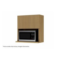 Armário de Cozinha Modulado Rainha c/Nicho Microndas e1 Porta Basculante Ripada 70 cm Nature - Nesher