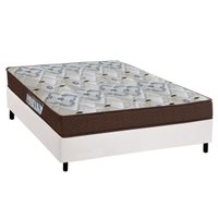 Cama Box Casal: Colchão Espuma D45 Ortobom /EP Fort Tech ISO 150 + Base CRC Courano White(138x188)