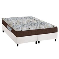 Cama Box Queen: Colchão Anatômico Ortobom D45/EP Fort Tech ISO 150 + Base CRC Suede White(158x198)