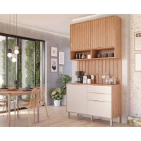 Cozinha Completa Divina 3 Peças (1Aéreo+1Balcão+1Complemento) CZ008 Freijo/Off White - MGM