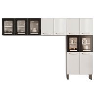 Kit de Cozinha Modulada 3 Peças Evidence  (2 Armários + 1 Paneleiro) CPT54 Branco/Preto - Bertolini