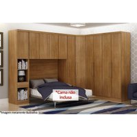 Quarto Modulado Rizon 5 Peças (1 Armário Ponte + 1 Closet + 2 Guarda Roupas + 1 Complemento) QCM03 Freijo Cumaru