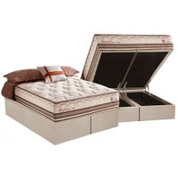 Cama Box Baú Queen: Colchão Molas Herval Maxspring Istambul + Base CRC Suede Clean(158x198)