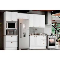 Kit de Cozinha Completa 4 Peças Americana  (2 Armários + 1 Balcão + 1 Paneleiro) C4P11 Branco - Henn