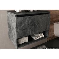 Bancada de Banheiro Suspenso BN3606 1 Porta cor Mármore Lunar - Tecno Mobili