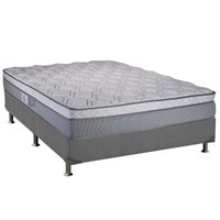 Cama Box Casal: Colchão Molas Ensacadas Luckspuma MasterPocket New Maxi + Base CRC Suede Gray(138x188)