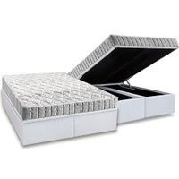 Cama Box Baú Queen: Colchão Espuma Anjos D33 Orthosono + Base CRC Courano White(158x198)