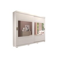 Guarda Roupas 2 Portas de Correr  e 4 Gavetas ec/ 2 Espelhos e Pés Blumenau Branco - Panan