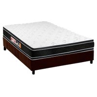Cama Box Casal: Colchão Espuma Castor D33 Black e White + Base CRC Suede Brown(138x188)