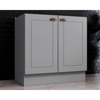 Balcão Cozinha p/Cooktop Americana c/2 Portas s/Tampo 80cm Cinza - Henn
