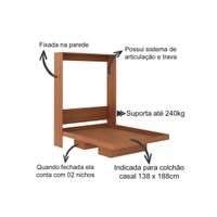 Cama de Casal Articulada Dobrável MultifuncionalCM8016 Branco - Tecno Mobili