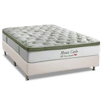 Cama Box Casal: Colchão Molas MasterPocket Ensacadas Herval   Monte Carlo Visco + Base CRC Courano White(138x188)