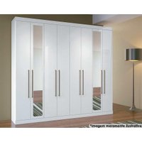 Guarda Roupa 8 Portas e 4 Gavetas c/ Espelho Master Vip 8.4 Branco - Santos Andirá