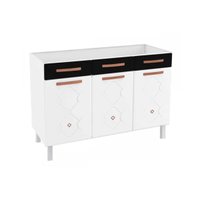 Módulo Cozinha Telasul Mirage New Balcão 3 Portas e 3 Gavetas c/ Tampo 120cm Branco/Preto