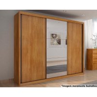Guarda Roupa 3 Portas de Correr e 6 Gavetas c/ Espelho Paradizzo Gold Freijo Cumaru - Novo Horizonte