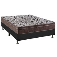 Cama Box Casal: Colchão Molas Ortobom SuperPocket Physical + Base CRC Suede Cinza(138x188)