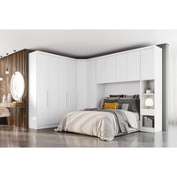 Quarto Modulado Rizon 5 Peças (1 Armário Ponte + 1 Closet + 2 Guarda Roupas + 1 Complemento) QC202 Branco