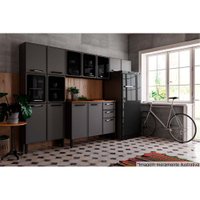 Cozinha Completa Estilo 4 Peças (2 Armários + 1 Balcão + 1 Paneleiro) C4P97 Cinza/Grafite - Bertolini