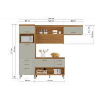 Kit de Cozinha Completa 3 Peças Princesa  (Balcão + Aéreo + Paneleiro) C3P23 Freijo/Off White - Nesher