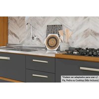 Cozinha Completa Burguesa Premium 5 Peças (2 Balcões + 2 Aéreos + 1 Paneleiro) C5P26 Freijo/Grafite - Nesher