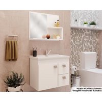 Conjunto de Banheiro Balcão Suspenso c/Cuba e Armário c/ Espelho Hortência Isa 55cm cor Branco - MGM