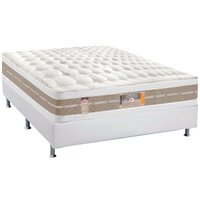 Cama Box Casal: Colchão Molas Pocket Ensacadas Castor  Silver Star Air DF + Base CRC Courano Branco(138x188)