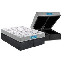 Cama Box Baú Queen: Colchão Espuma Probel D45 / EP Guarda Costas PróExtreme Double Face+ Base CRC Suede Gray(158x198)