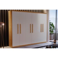 Guarda Roupa Casal 6 Portas e 2 Gavetas Espanha Naturale/Off White - Rufato