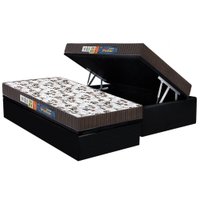 Cama Box Baú Solteiro: Colchão Espuma Polar D33 Pérola + Base CRC Suede Black(88x188)