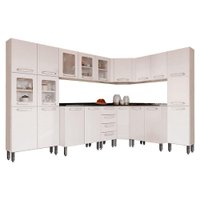 Cozinha Modulada Bertolini Evidence  8 Peças (3 Armários + 3 Balcões + 2 Paneleiros) C8P22 Branco