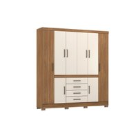 Guarda Roupa Casal 8 Portas e 4 Gavetas New Realce Amêndola/Off White - Demóbile