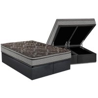 Cama Box Baú Queen: Colchão Anatômico Paropas D28 / EP Confort Firme + Base CRC Suede Gray(158x198)