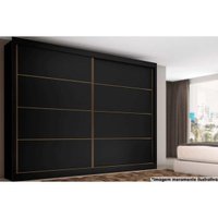Guarda Roupa Casal Sevilha c/6 Gavetas e 2 Portas de Correr Preto - Europa