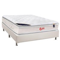 Cama Box Casal: Colchão Molas Pocket Ensacadas Castor  Gold Star Vitagel SLX DF + Base CRC Courano Branco(138x188)