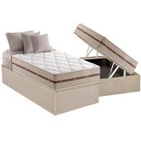 Cama Box Baú Solteiro: Colchão Molas MasterPocket Ensacadas Anjos   Classis + Base CRC Suede Clean(88x188)