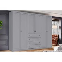Guarda Roupa Casal 6 Portas e 4 Gavetas Americano Cinza - Henn