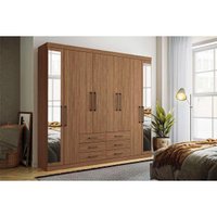 Guarda Roupa Casal 8 Portas e 6 Gavetas c/ Espelho Master 8.6 Jatoba - Santos Andirá