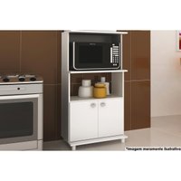 Balcão de Escritório Multiuso BL-3301 c/ 2 Portas e 2 Nichos 60cm Branco - Tecno Mobili