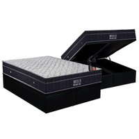 Cama Box Baú Queen: Colchão Molas Ortobom Nanolastic Airtech Progressive + Base CRC Suede Black(158x198)